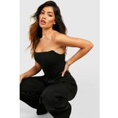 Chiffon Underwear boohoo Petite Chiffon Ruched Corset - Black