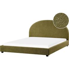 Green Frame Beds Beliani Boucle Vaucluse 180 x 200 cm Olive Green Frame Bed