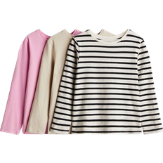 H&M 3-Pack Long Sleeved Tops - Pink/Striped