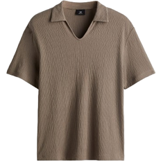 Beige - Elastane/Lycra/Spandex Tops H&M Regular Fit Collared T-shirt - Dark Beige
