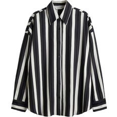 Viscose Shirts H&M Oversized Dobby Weave Shirt - Black