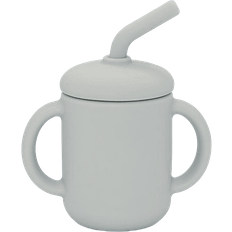 Silikonmugg med Sugrör Silver Grey