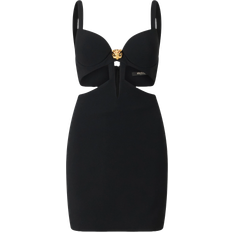 Roberto Cavalli Mini Dress With Cutout And Tiger - Black