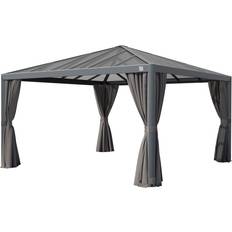Hardtop Paviliong 4x4m with 4 Gardiner Loft Grey