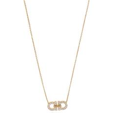 Women Crystal Embellished Gancini Pendant Necklace - Gold