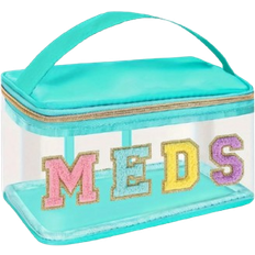 Shein Fashion Transparent PVC Cosmetic Bag, 7 Color Options, MEDS Makeup Bag - With Handle Transparent PVC Travel Medicine Storage Bag, Waterproof Nylon Zipper Toiletry Bag, Medicine Storage Bag, Suitable For Patients And Nurses