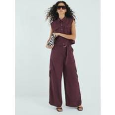 River Island Purple Premium Belted Utility Trousers