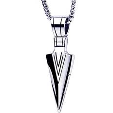 Tomtop Jms Men Arrowhead Necklace Stainless Steel Vintage Pendant - Silver