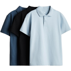 H&M Cotton Polo Shirt - Light Blue/Navy Blue (1263533002)