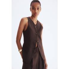 Brown Vests H&M Long Waistcoat Ladies - Dark Brown