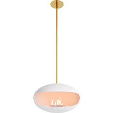 Cocoon Fires Etanolkaminer Cocoon Fires Aeris White Hanging Bioethanol Fire Brass Pole
