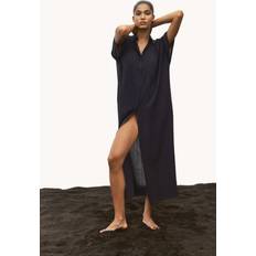 Blåa Saronger & Kimonos H&M Dam Lång Strandkaftan - Marinblå