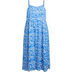 Zizzi Kjoler Zizzi Kjole Braid Midi Dress - Blå/Hvid