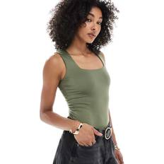 New Look Square Neck Bodysuit - Khaki Green