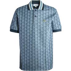 Lacoste Ventilerande Pikétröjor Lacoste Bomull Classic-Fit Polo Shirt Abstrakt Mönster - Blå