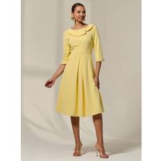 Jolie Moi Sloan 3/4 Sleeve Midi Dress - Bright Yellow