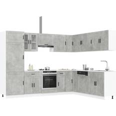 Kitchen Units vidaXL 14 Piece Kitchen Cabinet Set Porto Concrete Grey