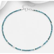 Blue Anklets John Greed Signature Apatite Gemstone Bead Anklet - Blue/Silver
