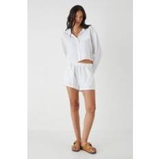 Shirts Misspap Seer Sucker Cropped Shirt - White