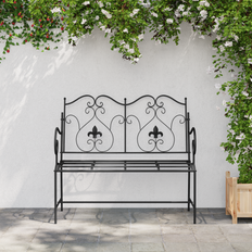 Black Garden Benches vidaXL Outdoor Black Metal Standard Tough Garden Bench