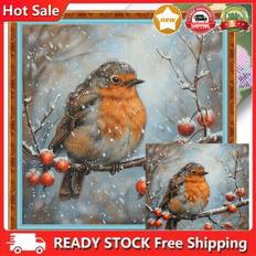 Yarn & Needlework Supplies Robin Printed Cross Stitch Kit 40x40cm