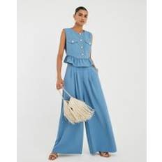 River Island Womens Blue Pleated Wide Leg Trousers