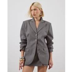 River Island Women Blazers River Island Long Sleeve Striped Blazer - Grey