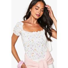 Shapewear & Under Garments boohoo Ditsy Milkmaid Bodysuit - White