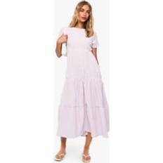 Purple Clothing boohoo Textured Gingham Tiered Maxi Smock Dress - Purple
