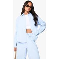 Shirts boohoo Linen Look Oversized Shirt - Blue
