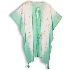 Blue Swimsuit Cover-Ups & Sarong Wraps AWD-IT Hand Painted Boho Beachwear Dress - Gold Blue Greek