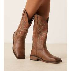 Glamorous Wide Fit Knähöga Cowboyboots - Brun