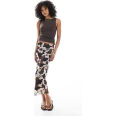 Women Skirts New Look Cow Print Mesh Midi Skirt - Black