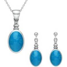 Turquoise Jewellery Sets C W Sellors Oval Bottle Top Two Piece Set - Sterling Silver