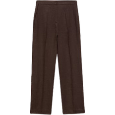 Mango Straight Fit Linen Suit Trousers - Brown