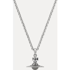 Vivienne Westwood Men Necklaces Vivienne Westwood Man New Petite Orb Pendant Necklace - Oxi Silver Platinum Silver Night Crystal Light