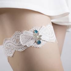 Strumpfbandhalter INF Strumpfband Aus Spitze Beinwärmer Blaue Strassschleife