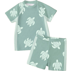 Shein Young Boy Casual Cute Cartoon Turtle Print Snug Fit Round Neck Short Sleeve T-Shirt - Summer