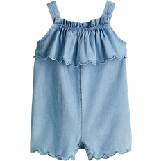 Polyester Playsuits Barnkläder H&M Scalloped Romper Suit - Denim Blue (1286126001)