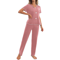 Schlafanzüge Shein Women's pajama set with contrasting bow decoration