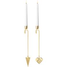 Porte-bougies sapin de Noël Georg Jensen Heart and Cone Set 2025 Gold Christmas Tree Candleholder 2pcs