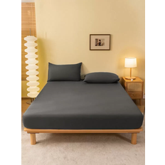 Grey Bed Sheets Shein 1pc Solid Fitted Soft Protector Seasons Dustproof NonSlip Bed Sheet Grey (132x71cm)