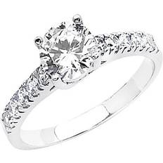 Precious Stars Round Cut Engagement Ring - White Gold/Transparent