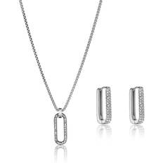 Stainless Steel Jewellery Sets Marc Lauder Stainless Steel Necklace And Earrings For Women - Gris
