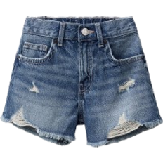 Zara Ripped Denim Bermuda Shorts - Blue (4551/617/407)