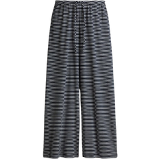 H&M Ribbed Drawstring Trousers - Navy Blue/White Striped