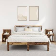 Frame Beds vidaXL Armarios de 2 Pcs Madera Envejecida 40x35x60 cm Cama con Estructura