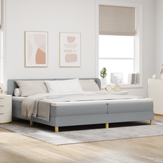 200 cm - Aftageligt stof Kontinentalsenge vidaXL Boxspring Seng Med Madras Lys Grå 200x200 cm Kontinentalseng