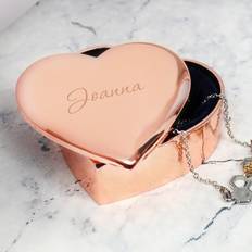 Rose Gold - Women Jewellery Storage Personalised Memento Company Rose Gold Heart Trinket Box
