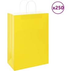 Postemballage vidaXL Papperspåsar 250 St Med Handtag Gul 32x17x44 cm